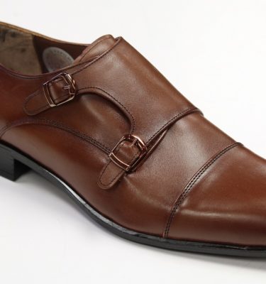 double buckle leather shoe
